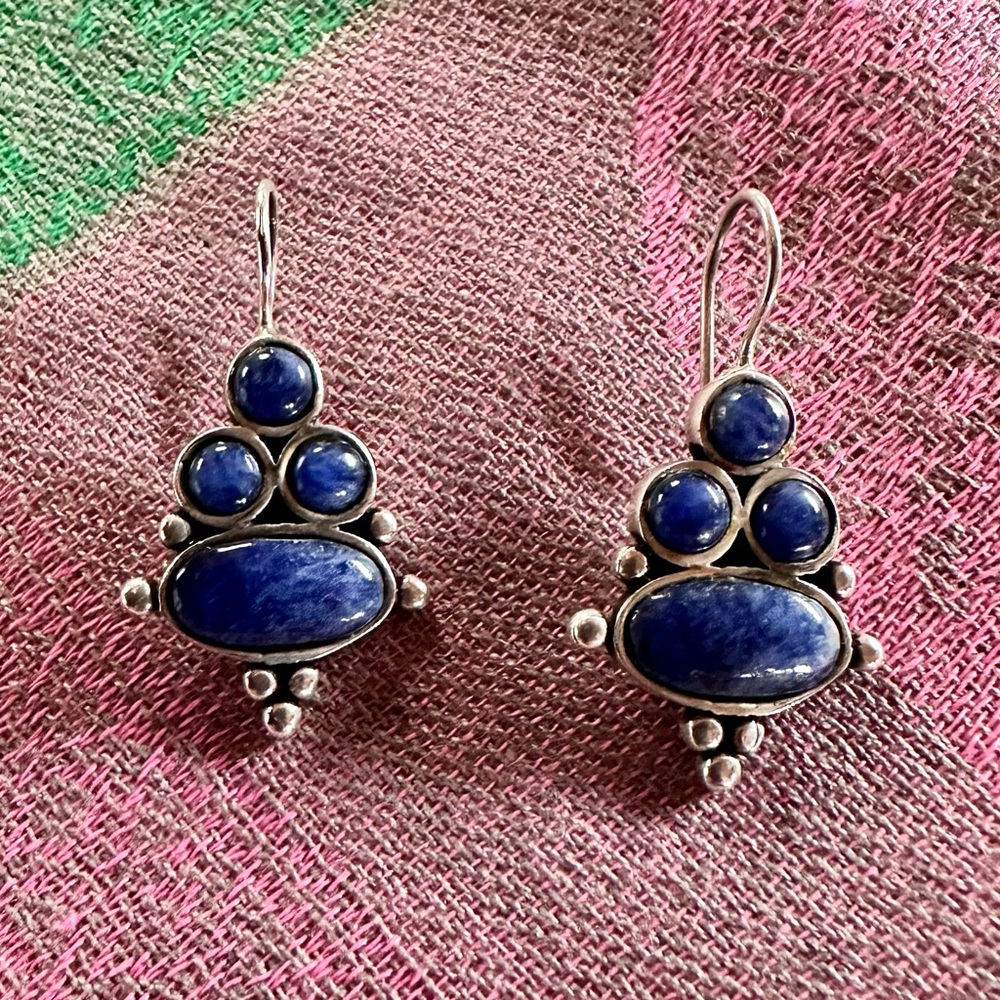 Sterling silver and lapis earrings